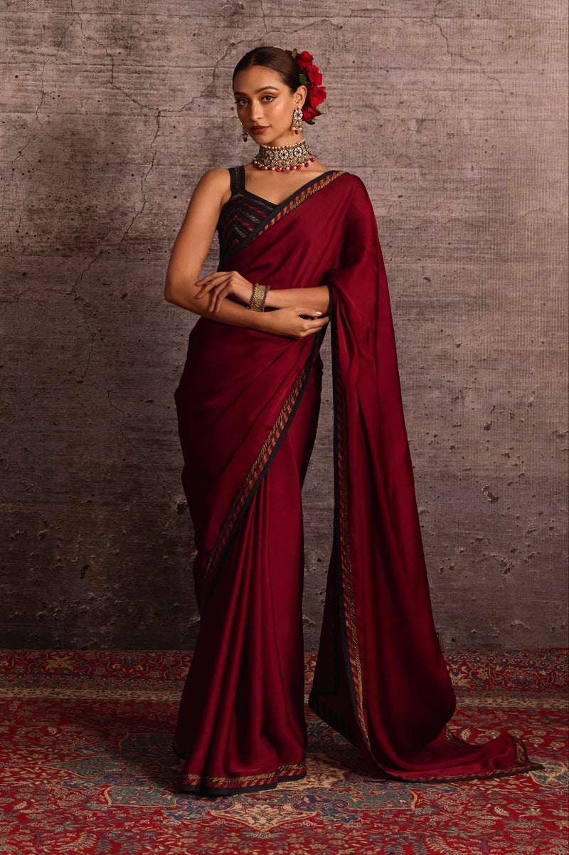 Burgundy Georgette Saree