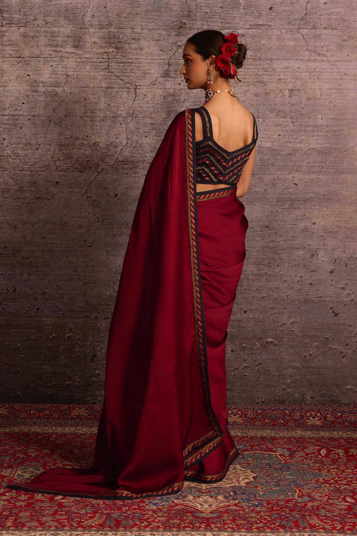 Burgundy Georgette Saree