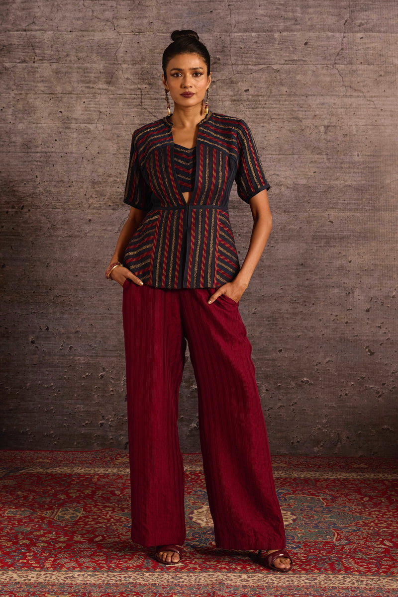 Embroidered Rayon Trousers