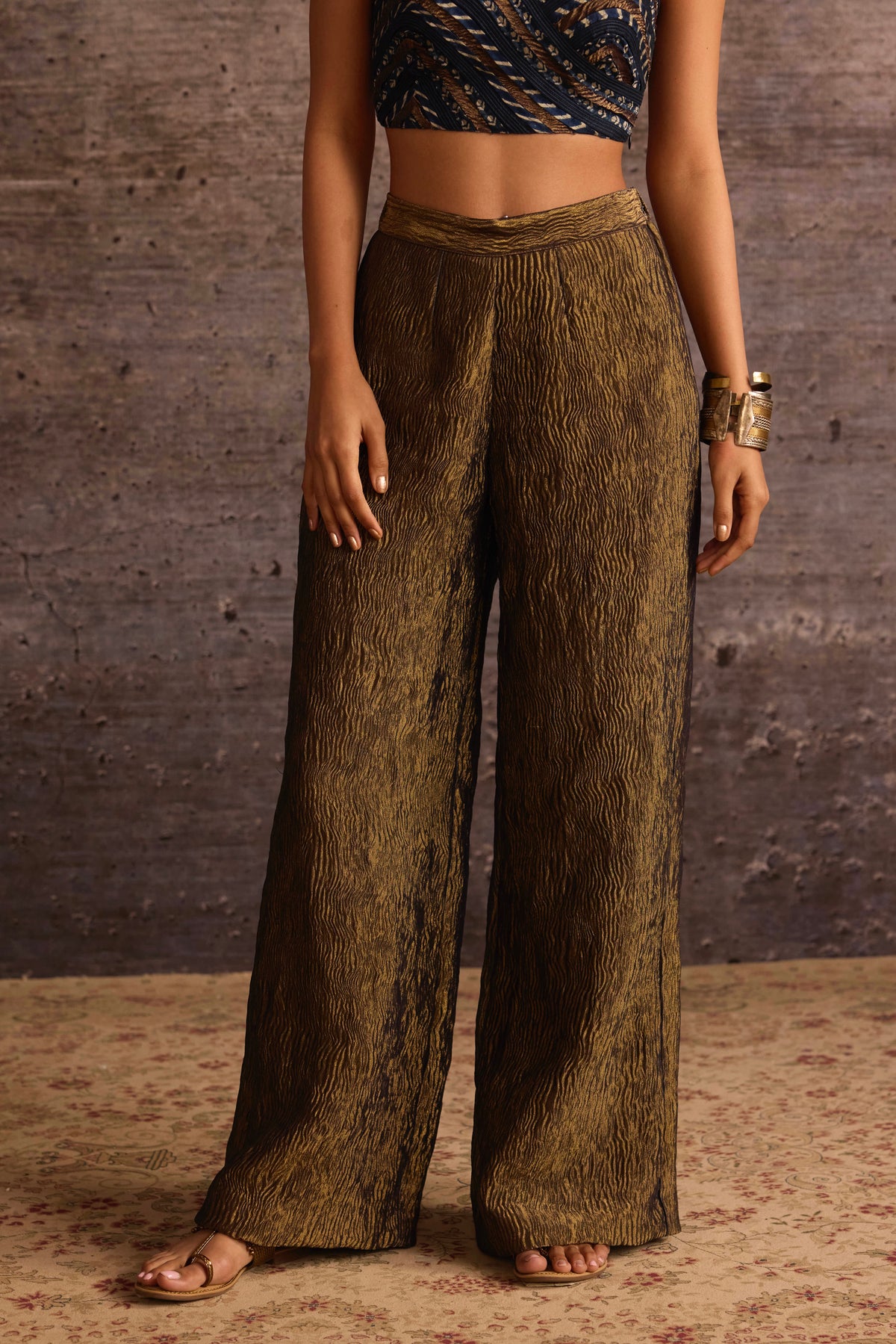 Copper Tissue Wide-Leg Trousers