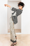 Metanoia Monochrome - Style 74 - Checkered Print Open Jacket With Waterfall Lapel