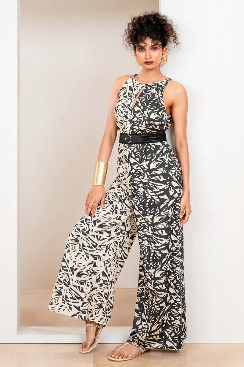 Metanoia Monochrome - Style 84 - Tropical Print Jumpsuit