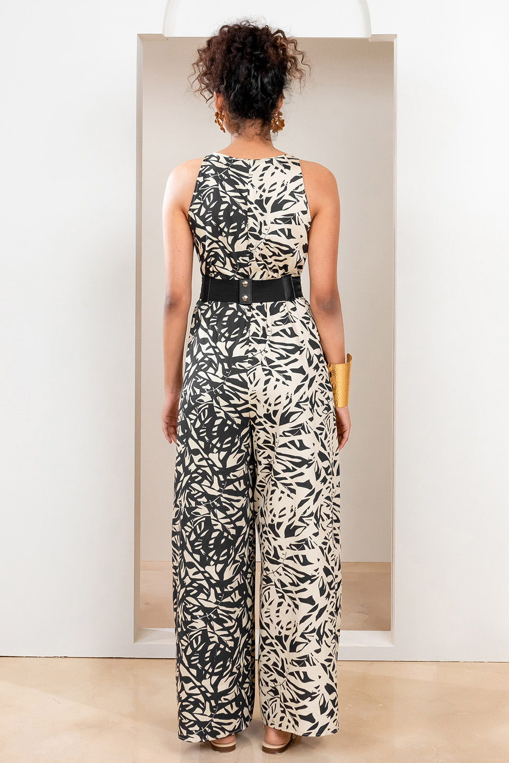 Metanoia Monochrome - Style 84 - Tropical Print Jumpsuit