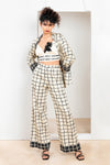 Metanoia Monochrome - Style 74 - Checkered Print Open Jacket With Waterfall Lapel