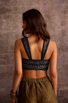 Sleeveless Wave-Embroidered Top