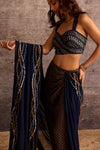 Pre-Draped Indigo Saree