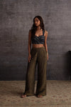 Sleeveless Wave-Embroidered Top