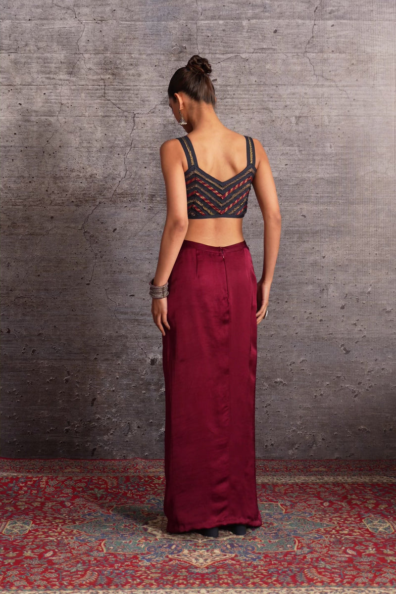 Draped Satin Skirt