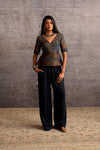 Indigo Half-Sleeve Saree Blouse