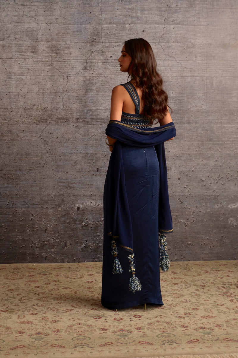 Indigo Dupatta with Tassels