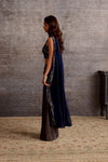Pre-Draped Indigo Saree