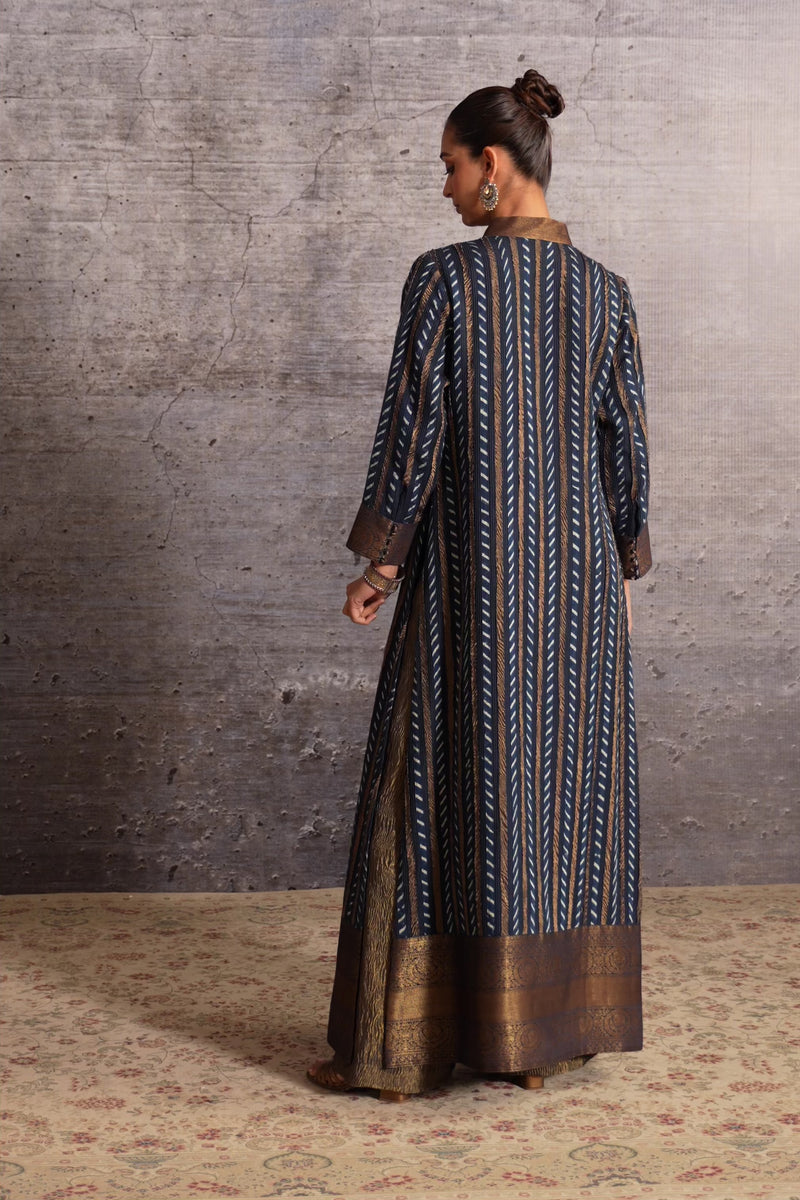 Indigo Appliqué Long Jacket