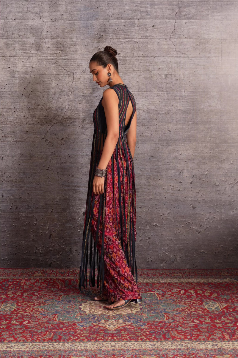 Ikat Copper Striped Fringe Top